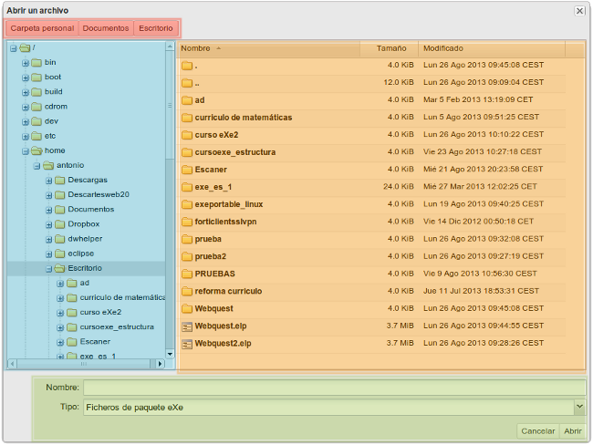 explorador de archivos