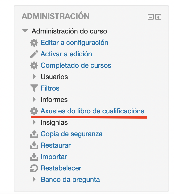 roda dentada, axustes do libro de cualificacións