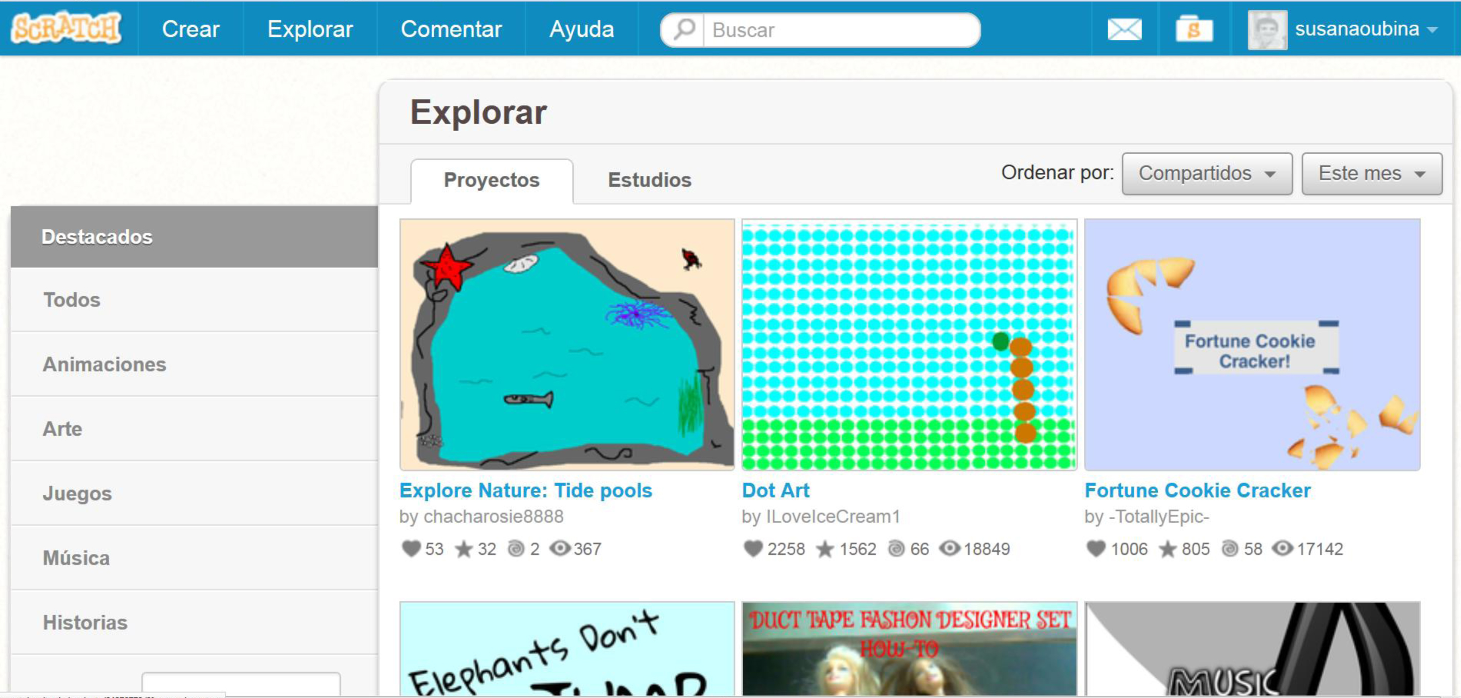 Interfaz de la pesta&ntilde;a Explorar