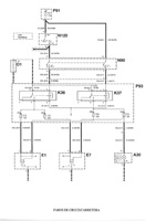 Esquema eléctrico de luces de cruce y carretera.