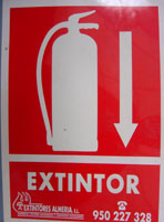 Señal indicadora de lugar donde podemos encontrar un extintor.