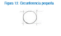 Trazado de circunferencia pequeña. Imagen ampliable del trazado de un croquis de una circunferencia pequeña.