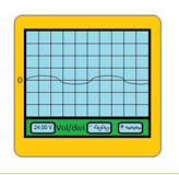 El dibujo representa la pantalla de un osciloscopio, en la que se muestra una señal analógica.