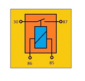 Esquema de un relé universal indicando la misión de los bornes de conexión.