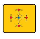 Representa un enlace covalente con un átomo de un material distinto, que tiene un electrón más.