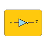 Representa el símbolo de una puerta NOT.