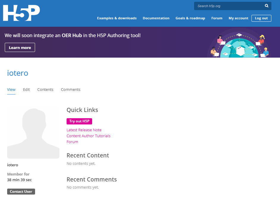 Perfil en H5P.org