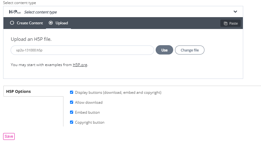 Pestaña Upload del entorno de trabajo.
