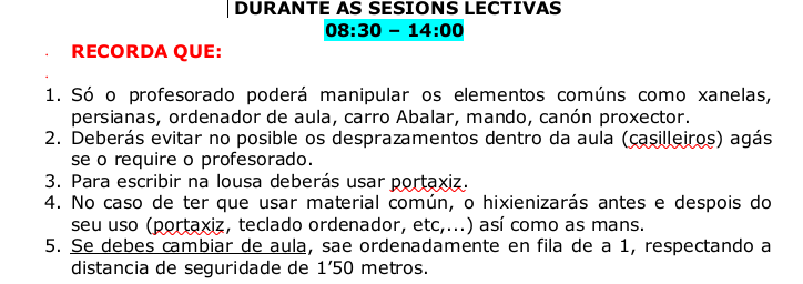 Normas Covid imagen 3 alumnado