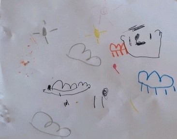 Triana, de 4º de Infantil da escola de Oca enviounos esta preciosa interpretación artística de "As pitas baixo a choiva".
