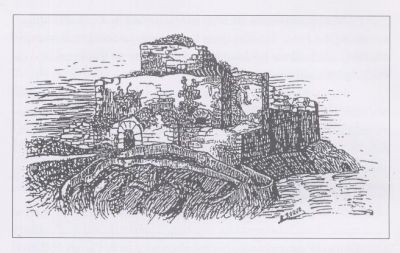Castelo da Lúa
Copia dun debuxo feito no  Século XIX das ruinas da fortaleza "da Torre". A imaxe foi tomada do libro  de Comoxo, Xosé e Santos, Xesús "A heráldica nas terras de Rianxo", 1997
