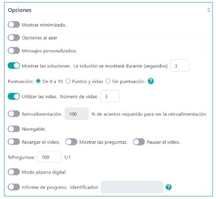 Opcións VideoTest