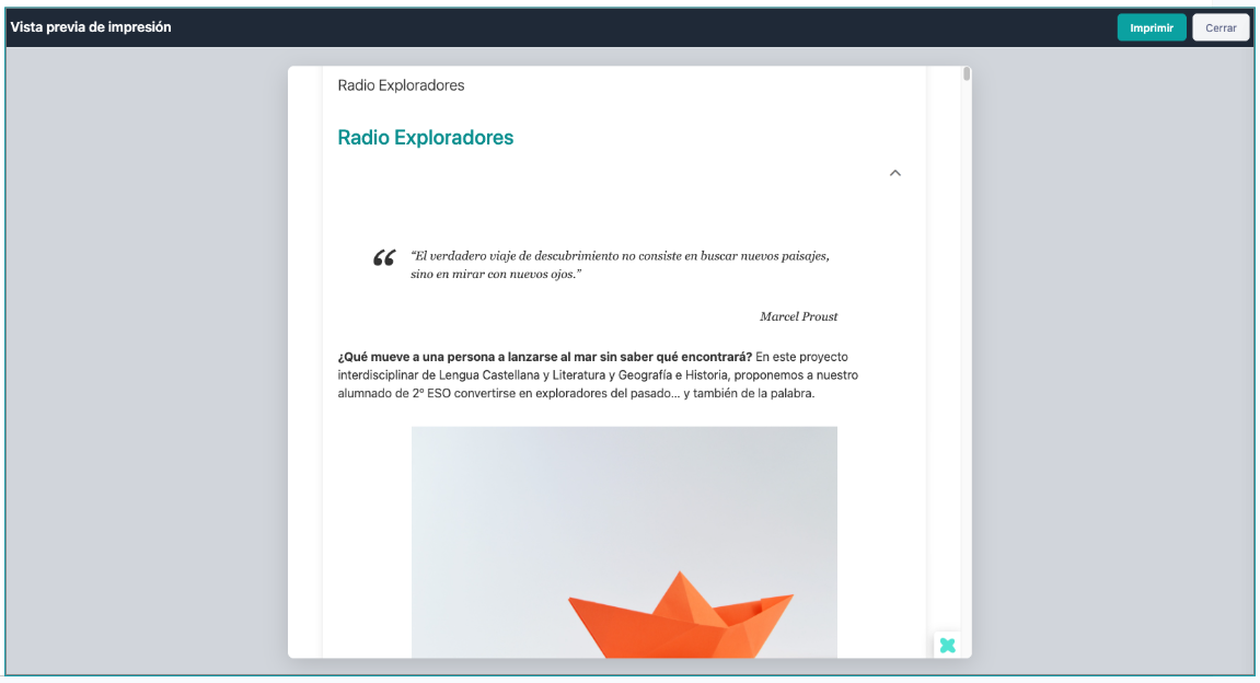 Vista previa de impresión