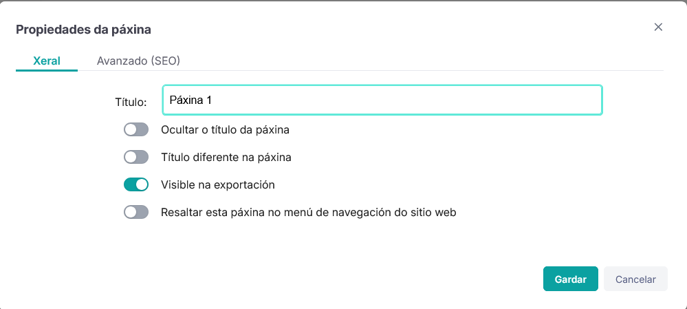 Propiedades da páxina