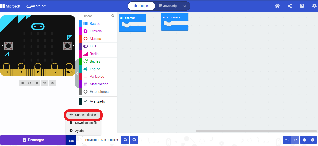 Connect device en Microbit