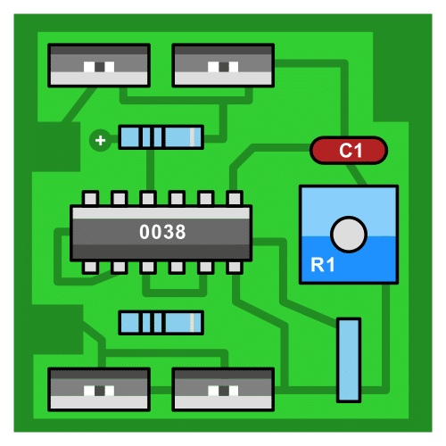 La imagen muestra el dibujo de un circuito electrónico