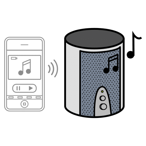 En la imagen puede verse un altavoz inalámbrico controlado por un móvil