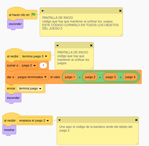 código de cada objeto