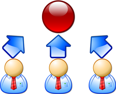 La imagen representa varias personas subiendo algo