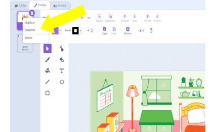 ventana de  exportar el fondo