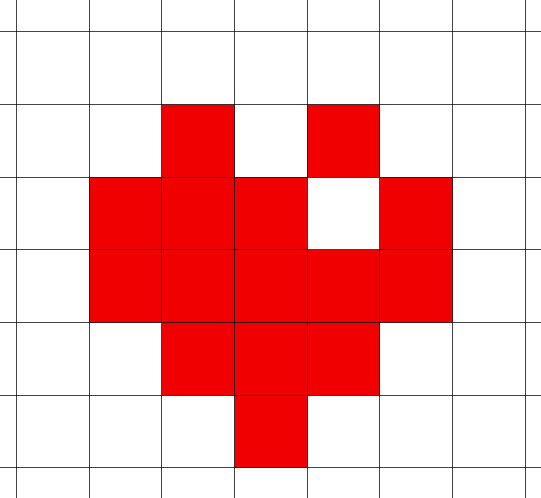 Corazón dibujado con píxeles