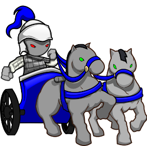 Imagen de un Auriga. Conductor de un vehículo tirado por dos caballos. En este caso el auriga parece ser un robot.