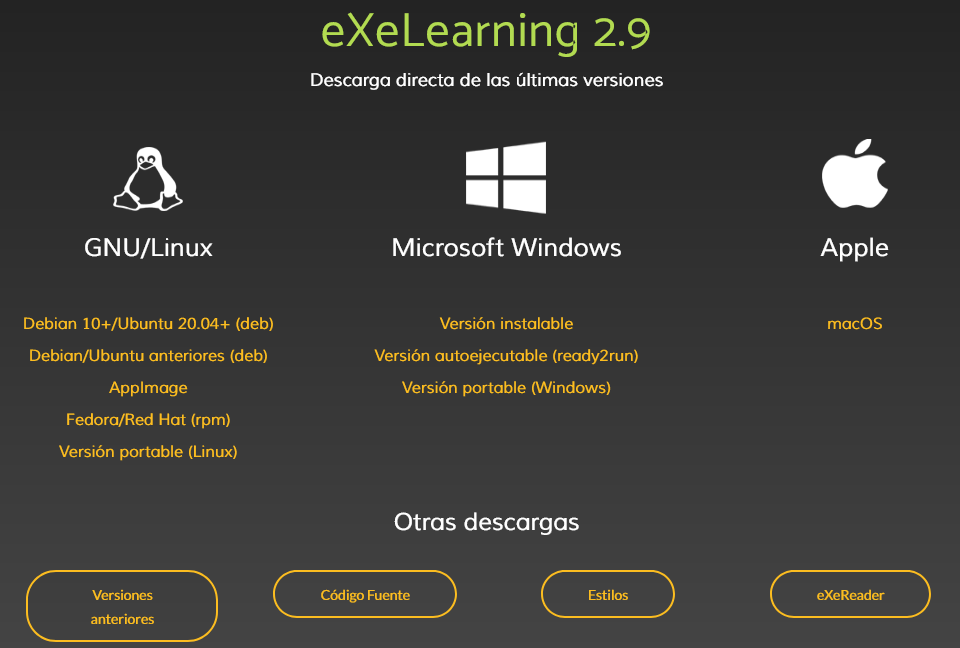 Páxina web de descarga de eXe