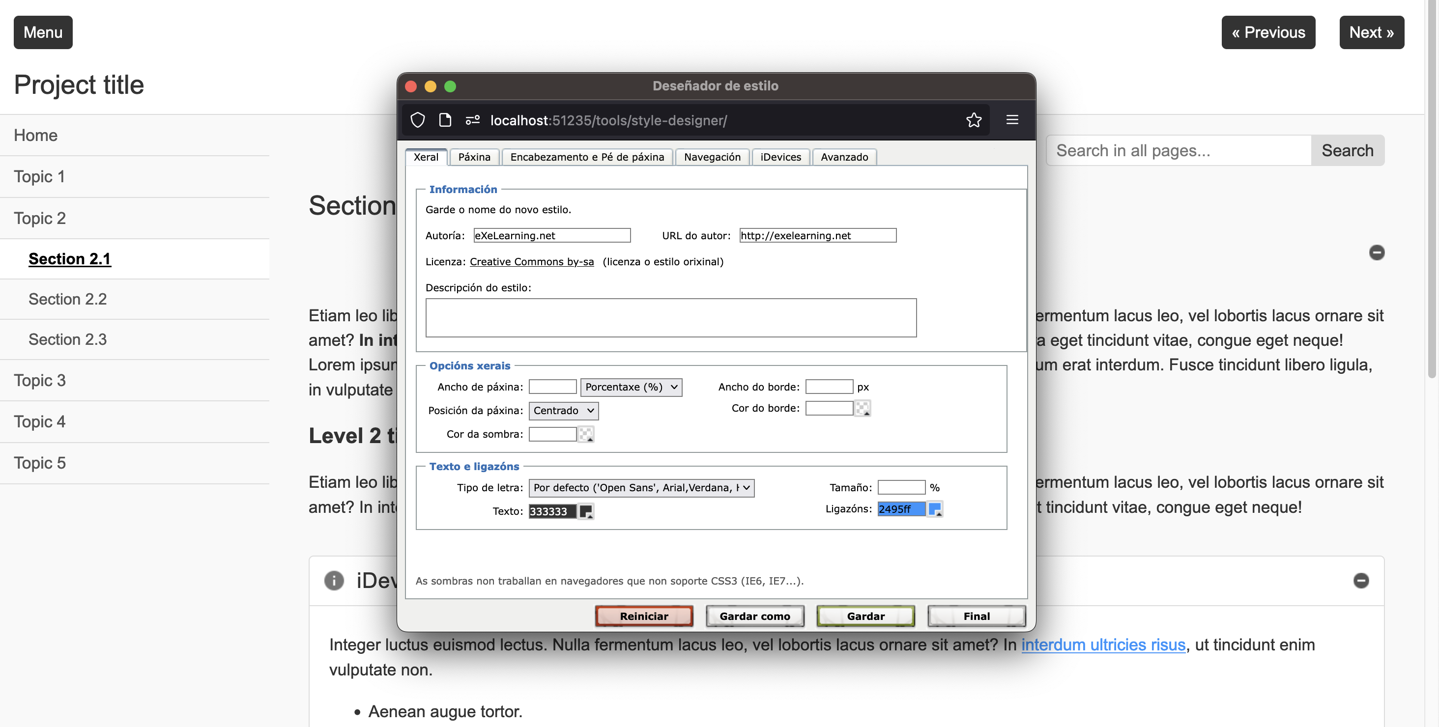 Deseñador de estilos