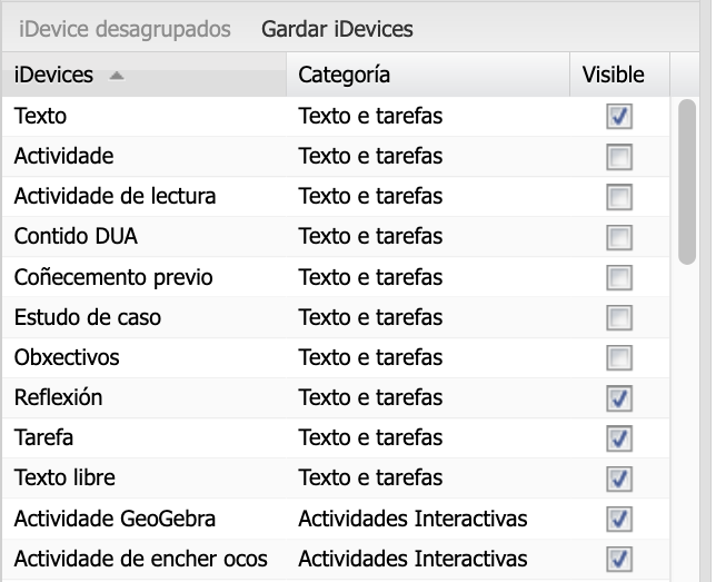 iDevices dispoñibles iDevices dispoñibles
