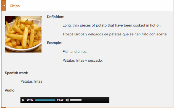 Definición do Dicionario en inglés