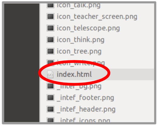 Buscar ficheiro index.html