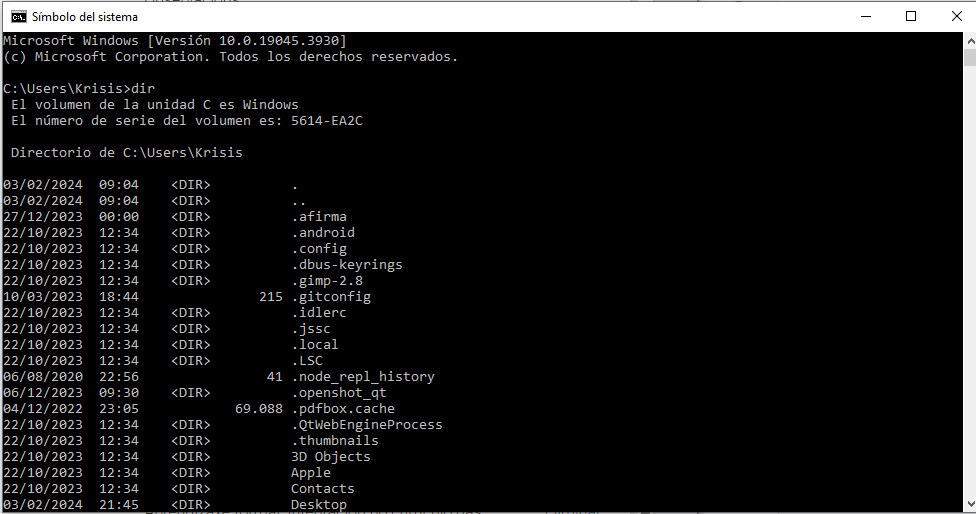 Línea de comandos MS DOS