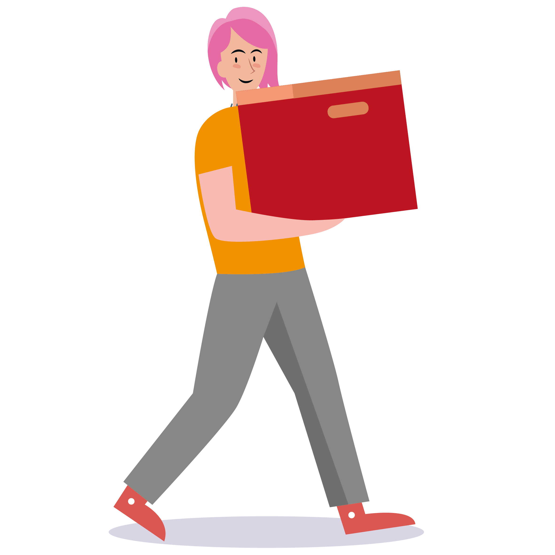 Portabilidade Debuxo de muller transportando unha caixa nas mans