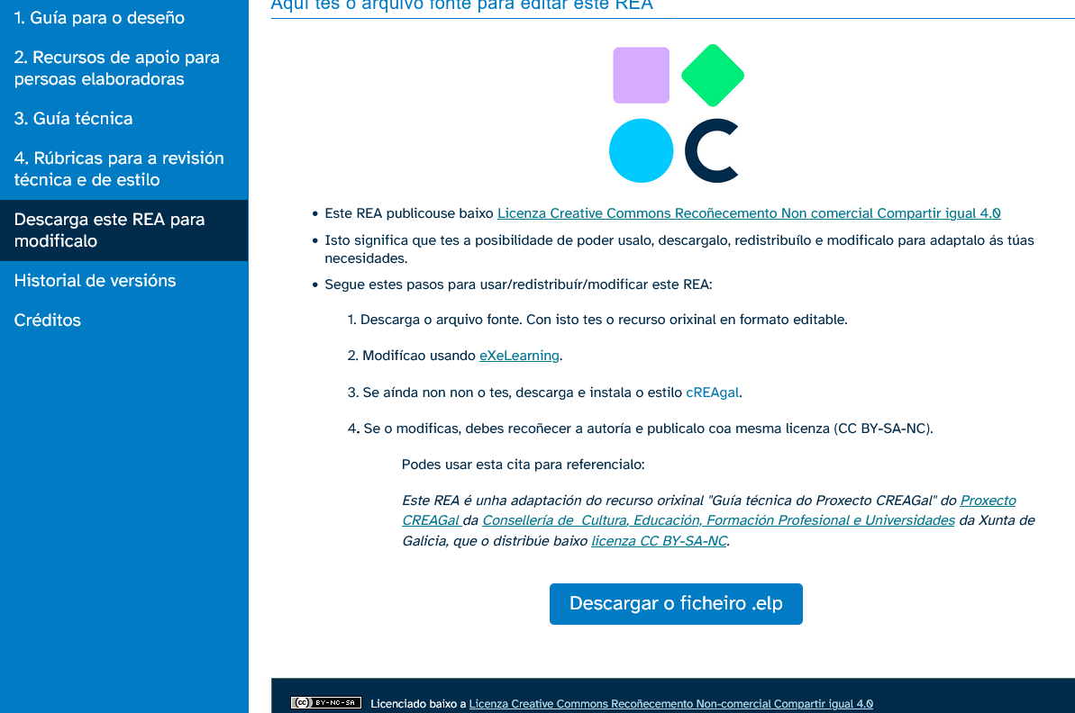 Exemplo de iDevice "Descargar ficheiro fonte" Captura de pantalla dun REA na que pode verse un exemplo de iDevice "Descargar ficheiro fonte"