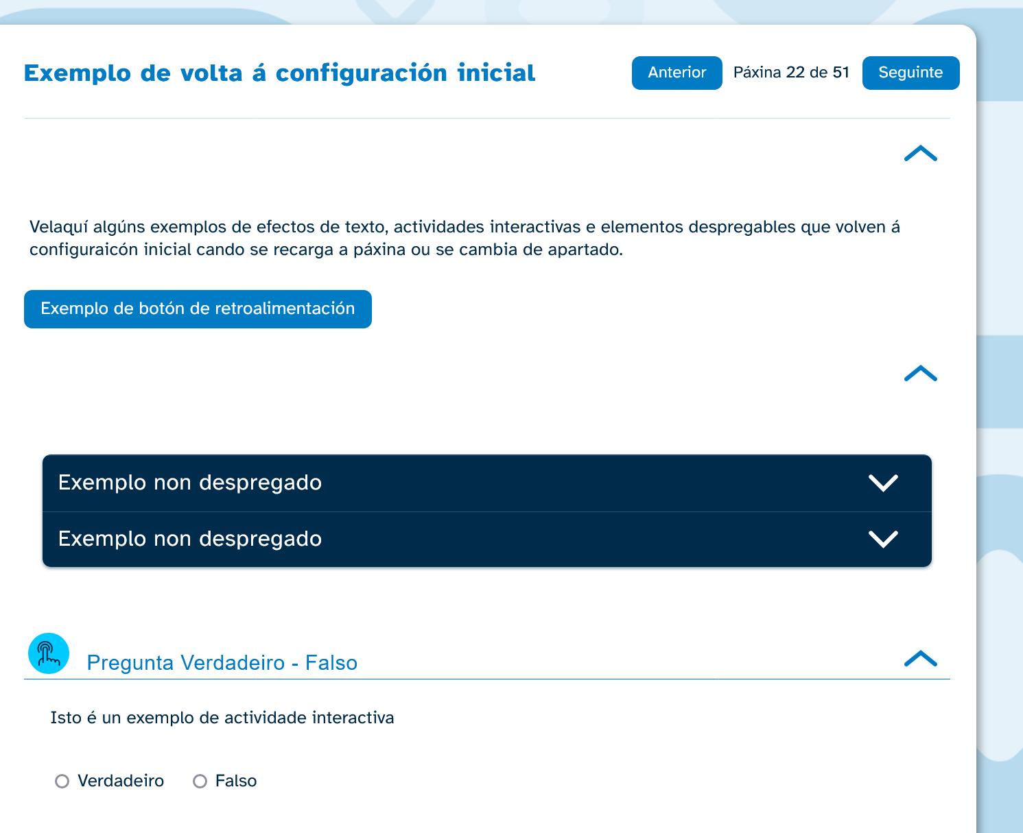 Exemplo de vuelta á configuración inicial Captura de pantalla dun REA na que pode verse como os elementos interactivos volven á súa configuración inicial