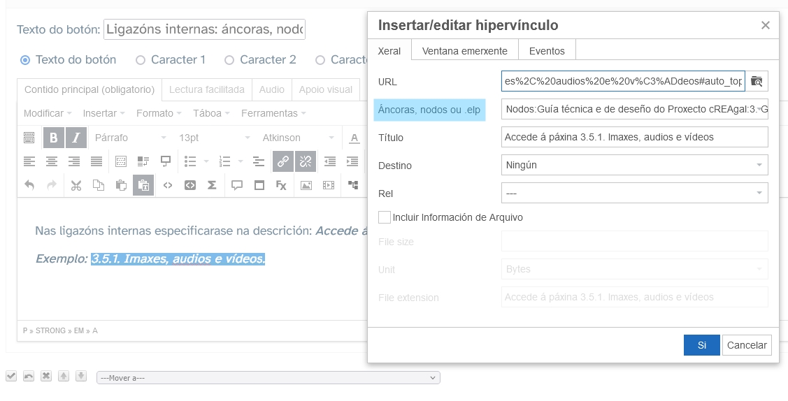 Vista ligazón interna a nodo do .elp Vista ligazón interna a nodo do .elp