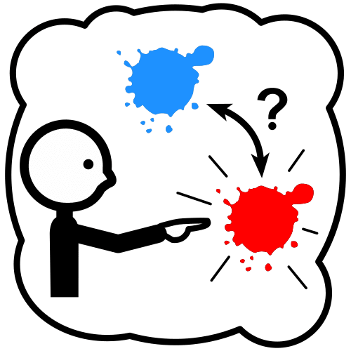 Imaxe de persoa decidindo entre dúas cores