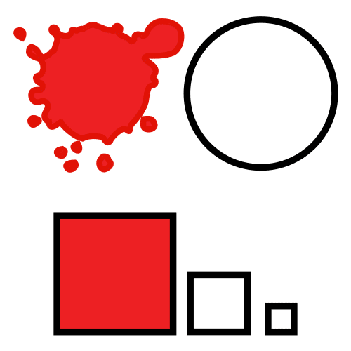 Imaxe que mostra cadrados e mancha vermella