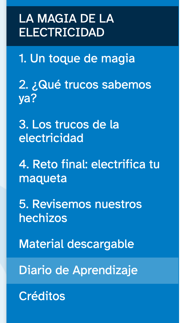 Exemplo de menú para organizar o contido