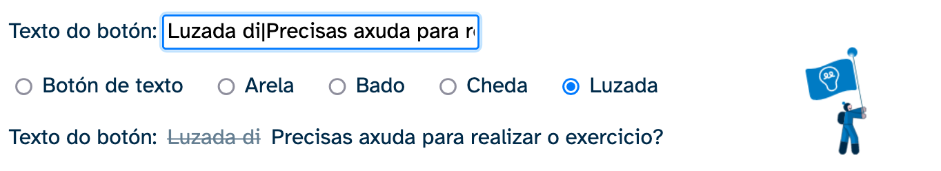 Como crea o botón personaxe
