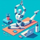 Robot practicando ejercicio