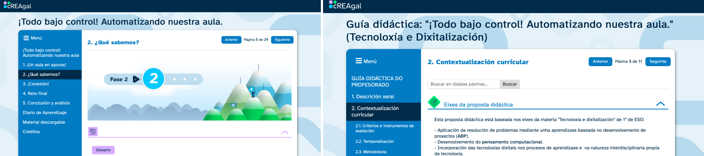 Exemplo de dous estilos cREAgal