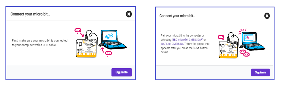Recordatorio para la conexión de la microbit al equipo