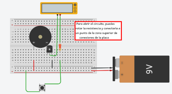 En la imagen se muestra un amperímetro colocado para medir la corriente que le llega a a base del transistor en el circuito sensor de humedad