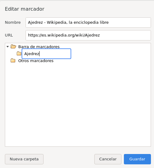 Favoritos del navegador Google Chrome