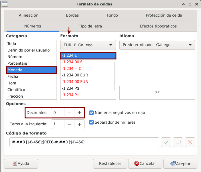 La imagen muestra una captura de LibreOffice Calc