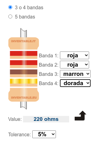 Imagen de una calculadora de resistencias 