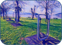 Foto con efectos de un parque biosaludable