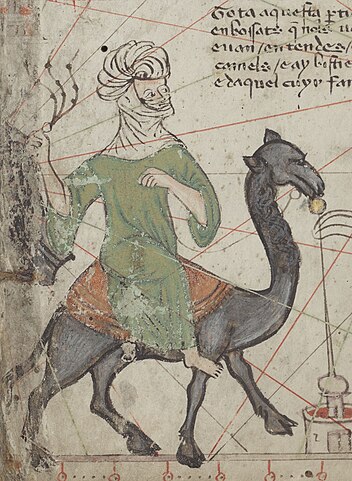 A 14th century depiction(Catalan Atlas) of the 11th century Almoravid general Abu Bakr ibn Umar (