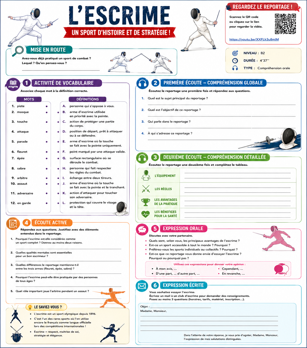 B2- L'escrime : un sport d'histoire et de stratégie